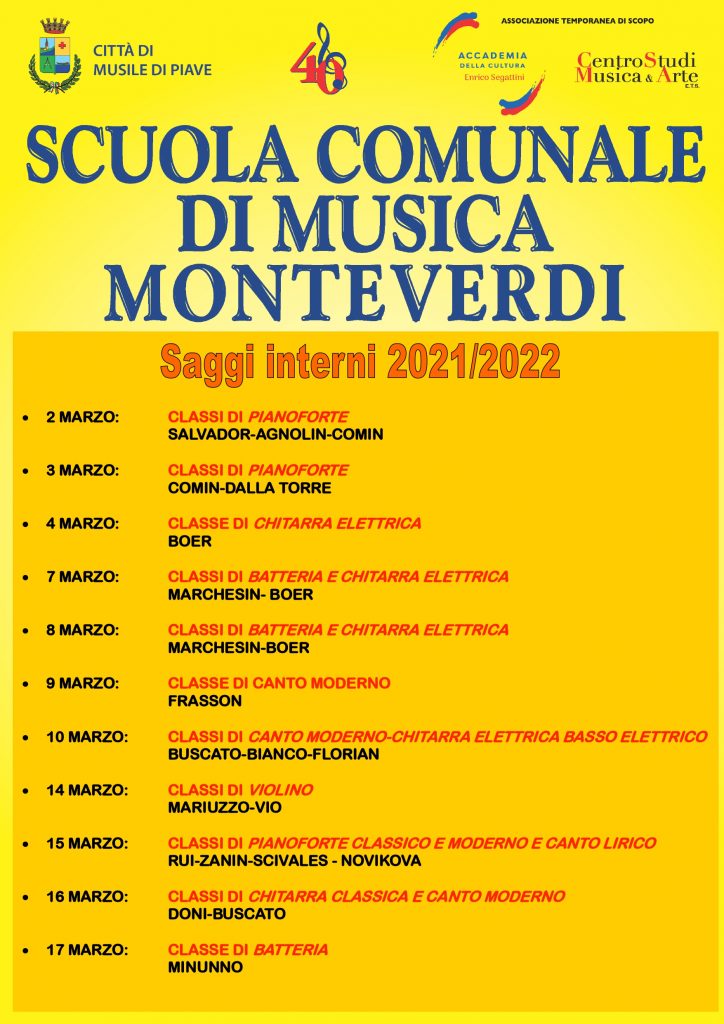Scuola Musica Monteverdi Saggi 2022